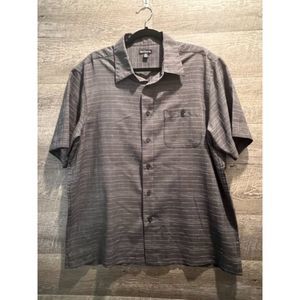 George Mens Polyester Black/White Buttonup Short Sleeve Dress Shirt Size Large